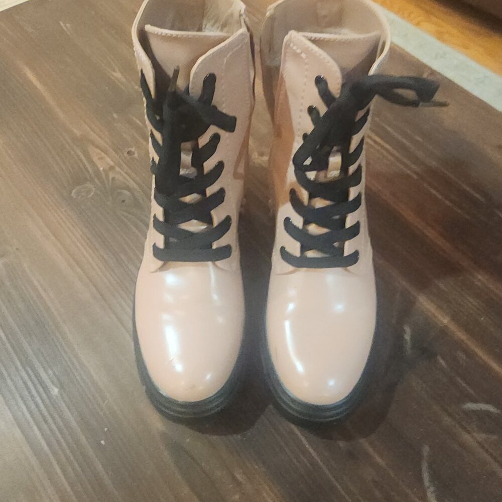Blush Pink Patent Combat Boots